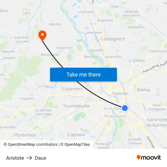 Aristote to Daux map