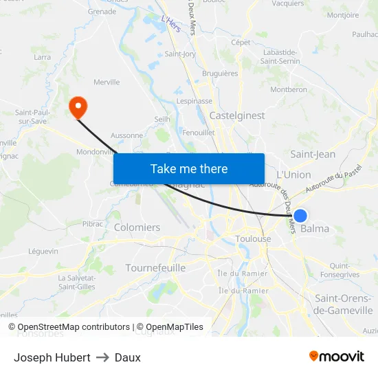 Joseph Hubert to Daux map