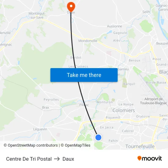 Centre De Tri Postal to Daux map
