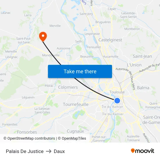 Palais De Justice to Daux map