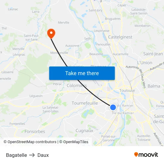 Bagatelle to Daux map