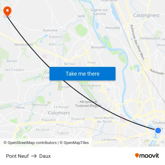 Pont Neuf to Daux map