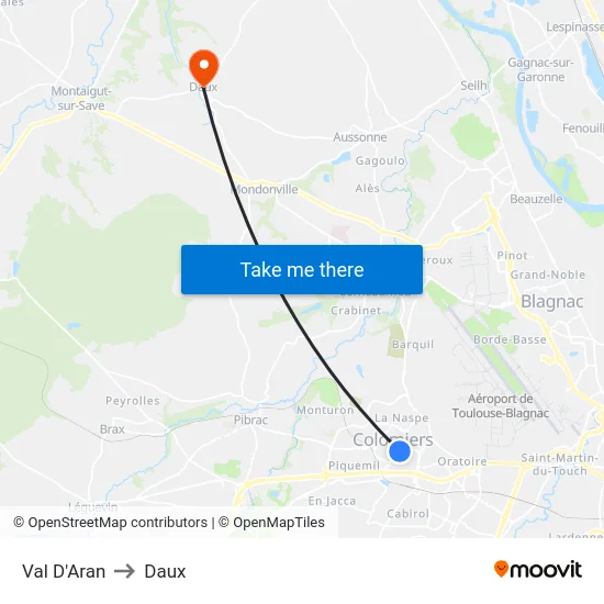 Val D'Aran to Daux map