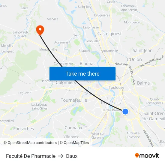 Faculté De Pharmacie to Daux map