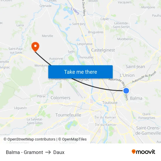 Balma - Gramont to Daux map