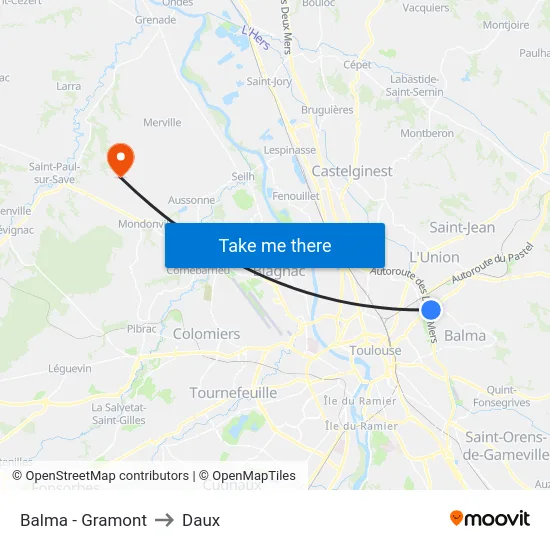 Balma - Gramont to Daux map