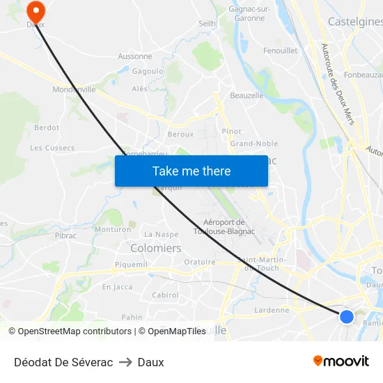 Déodat De Séverac to Daux map