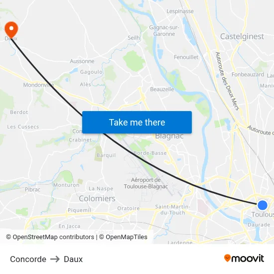 Concorde to Daux map