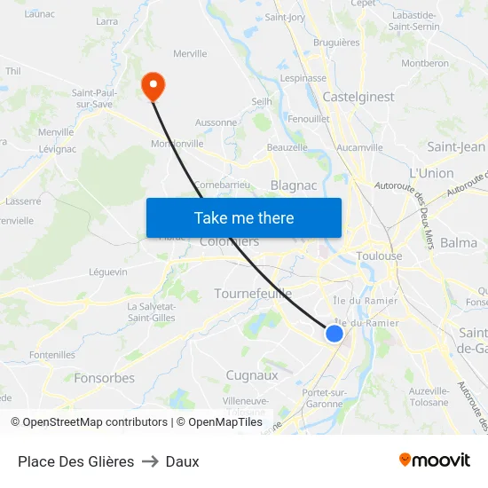 Place Des Glières to Daux map