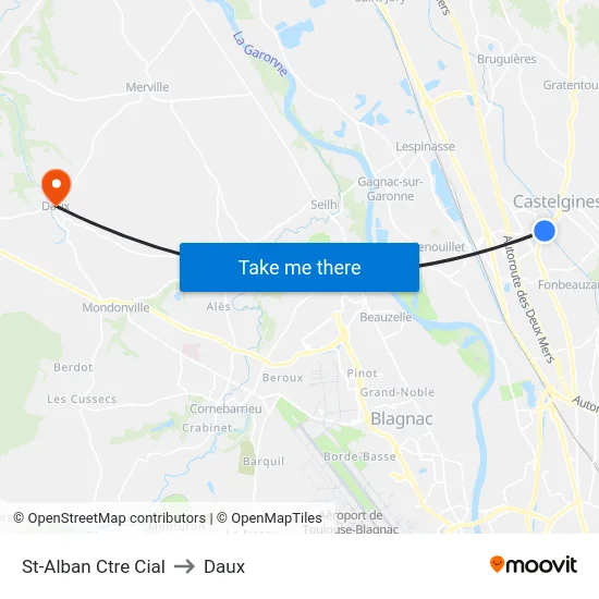 St-Alban Ctre Cial to Daux map