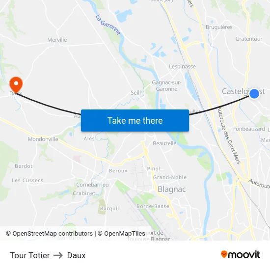Tour Totier to Daux map