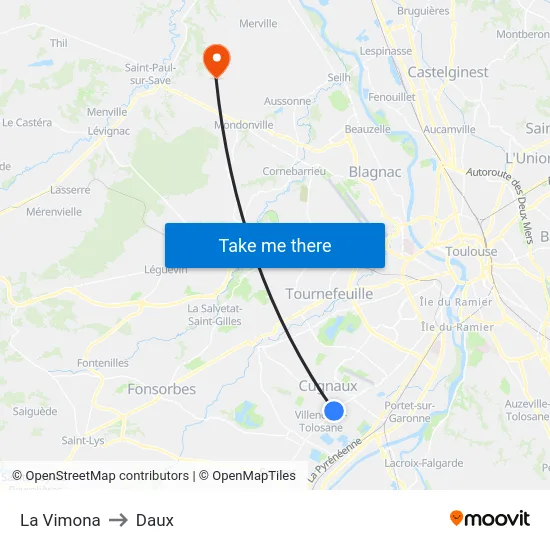 La Vimona to Daux map