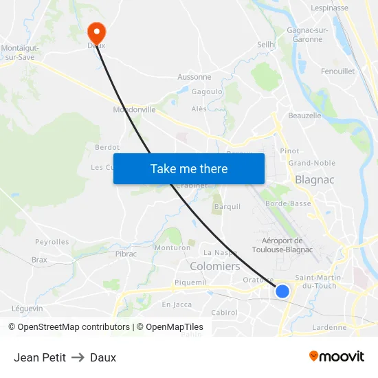 Jean Petit to Daux map