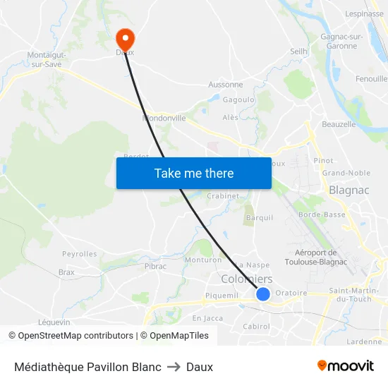 Médiathèque Pavillon Blanc to Daux map