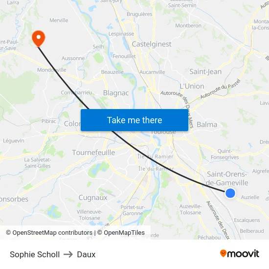 Sophie Scholl to Daux map