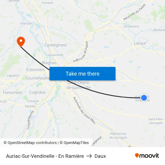 Auriac-Sur-Vendinelle - En Ramière to Daux map