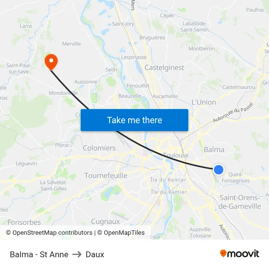 Balma - St Anne to Daux map