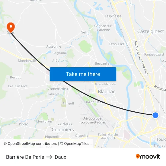 Barrière De Paris to Daux map