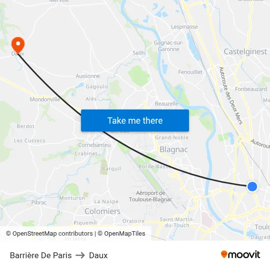 Barrière De Paris to Daux map