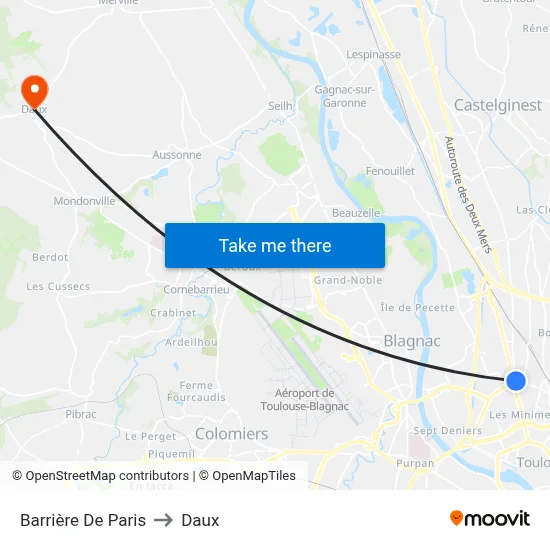 Barrière De Paris to Daux map