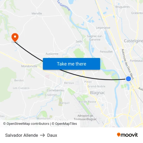 Salvador Allende to Daux map