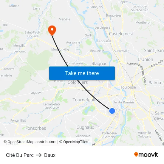 Cité Du Parc to Daux map
