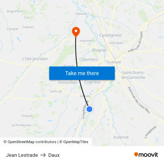 Jean Lestrade to Daux map