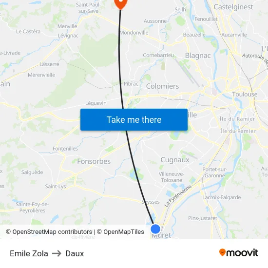 Emile Zola to Daux map