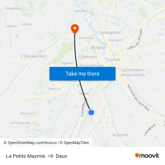 La Petite Maymie to Daux map