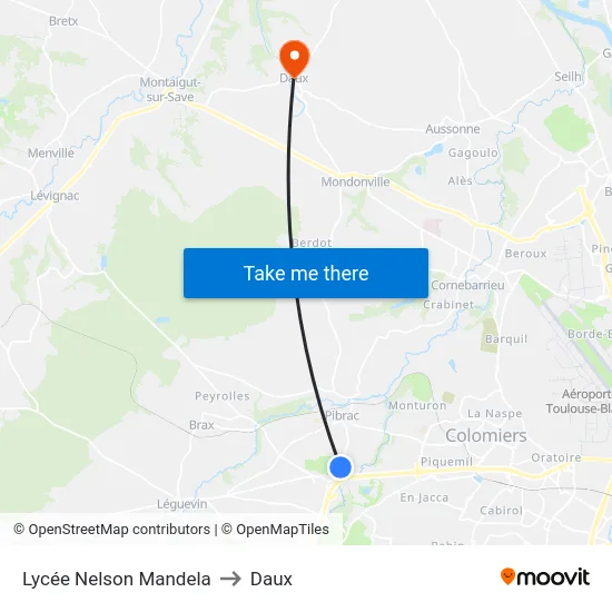 Lycée Nelson Mandela to Daux map