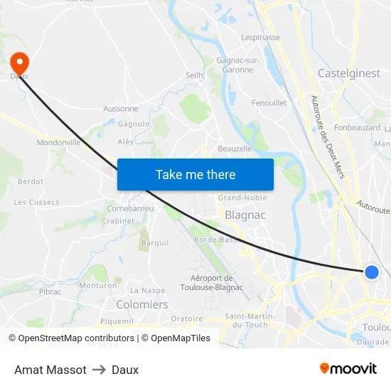 Amat Massot to Daux map