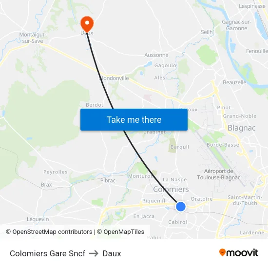 Colomiers Gare Sncf to Daux map