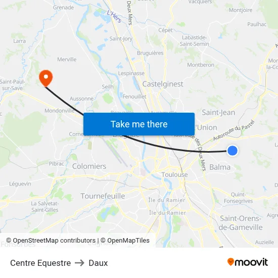 Centre Equestre to Daux map