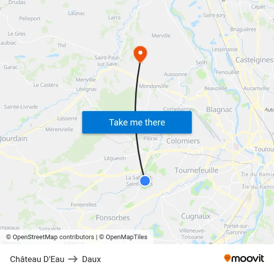 Château D'Eau to Daux map