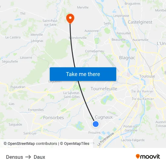 Densus to Daux map
