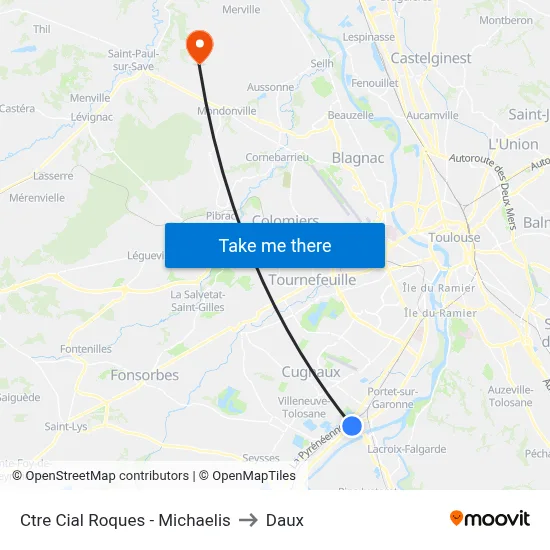 Ctre Cial Roques - Michaelis to Daux map