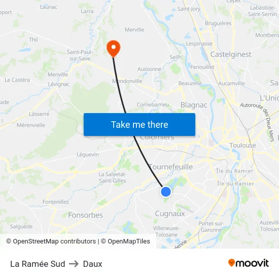 La Ramée Sud to Daux map