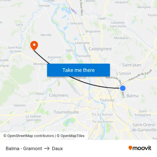 Balma - Gramont to Daux map