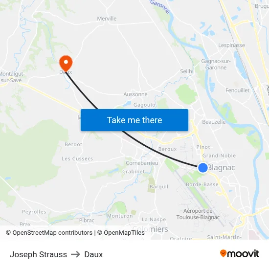 Joseph Strauss to Daux map