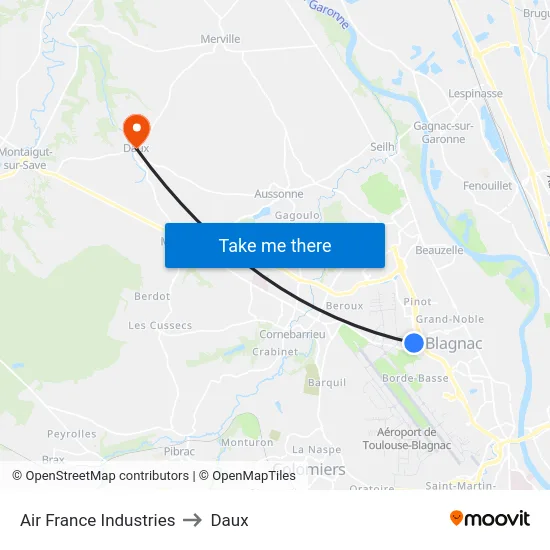 Air France Industries to Daux map