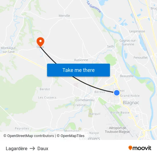 Lagardère to Daux map