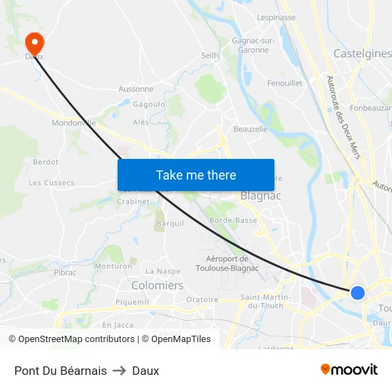 Pont Du Béarnais to Daux map
