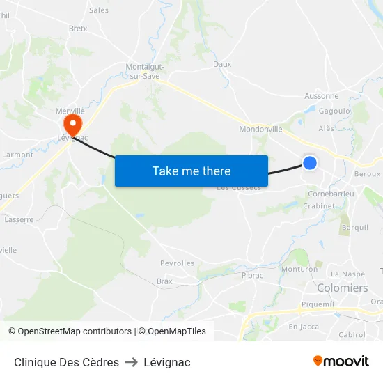 Clinique Des Cèdres to Lévignac map