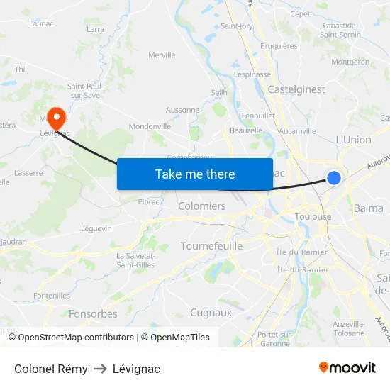 Colonel Rémy to Lévignac map