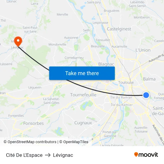 Cité De L'Espace to Lévignac map
