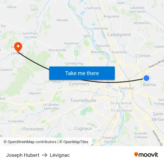 Joseph Hubert to Lévignac map