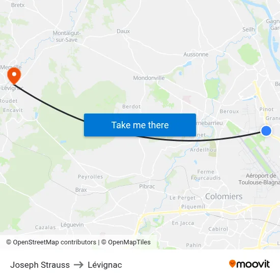 Joseph Strauss to Lévignac map
