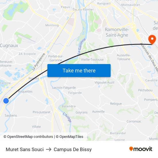 Muret Sans Souci to Campus De Bissy map