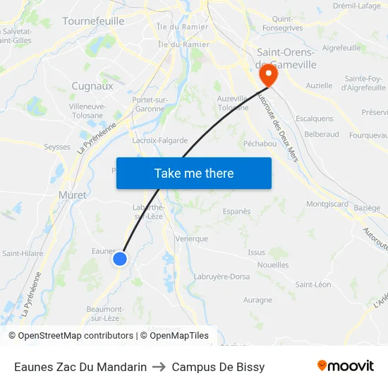 Eaunes Zac Du Mandarin to Campus De Bissy map