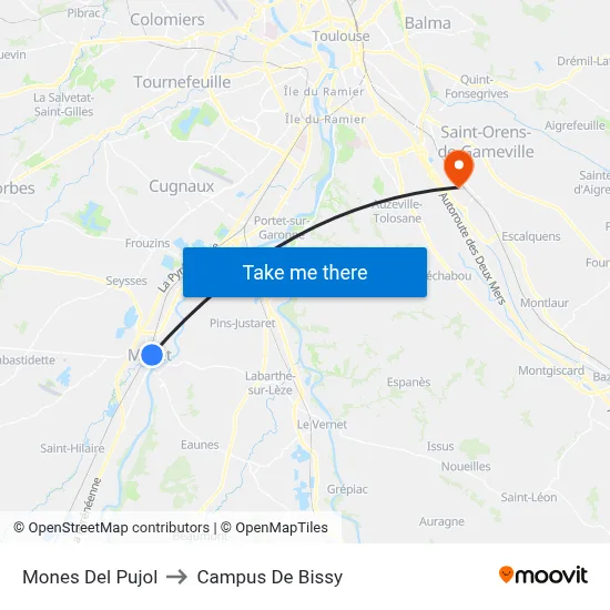 Mones Del Pujol to Campus De Bissy map